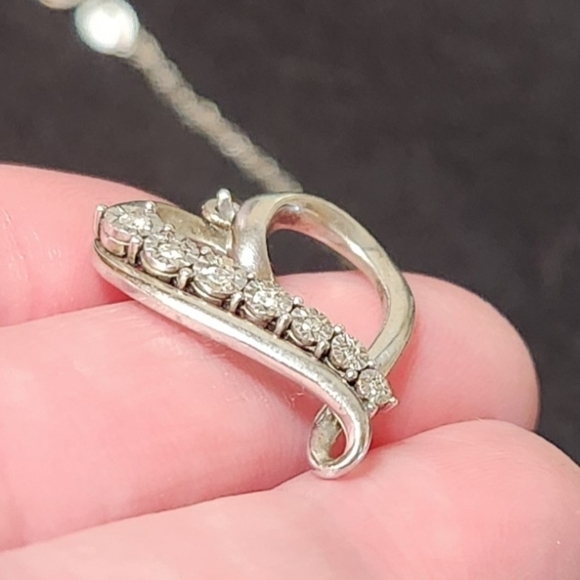 Ralph Lauren Silver & Diamond Open Heart Necklace - Picture 6 of 7